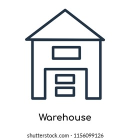 Warehouse icon vector isolated on white background. thin symbols or lined elements in outline style