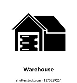 Warehouse icon vector isolated on white background, logo concept of Warehouse sign on transparent background, filled black symbol