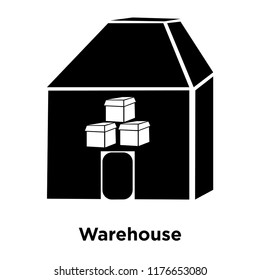 Warehouse icon vector isolated on white background, logo concept of Warehouse sign on transparent background, filled black symbol