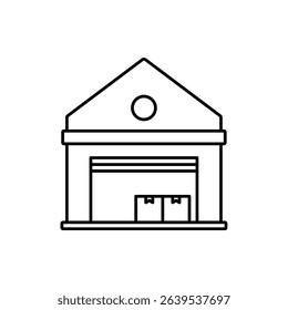 warehouse icon, vector line isolated on white background. trendy and modern design