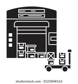 Warehouse icon vector on white background