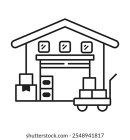 Vector del icono del almacén en el fondo blanco
