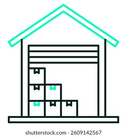 Warehouse icon visualized simply Dual Line style.