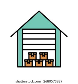Icono de almacén con fondo blanco Vector Ilustración de stock