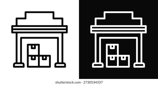 Estilo de fondo blanco y negro del icono del almacén
