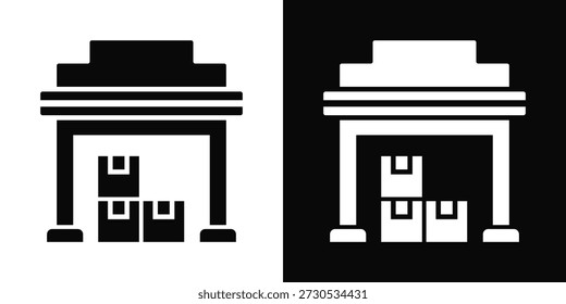 Estilo de fondo blanco y negro del icono del almacén