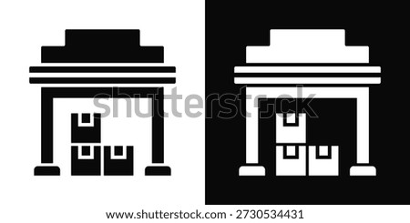 Warehouse Icon White And Black Background Style