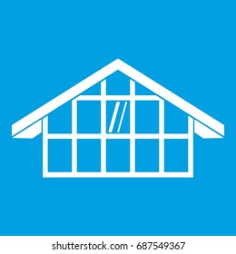 Warehouse icon white isolated on blue background vector illustration