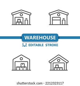 Warehouse Icons. Garage, Storage Locker, Storage Unit Icon. Professional, 32x32 Pixel Perfect Vector Icon. Editable Stroke