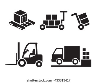 Warehouse icons: loading and unloading of goods