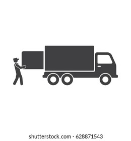 Warehouse icons: loading and unloading of goods on the white background