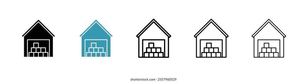 Warehouse icons pack in black and blue.
