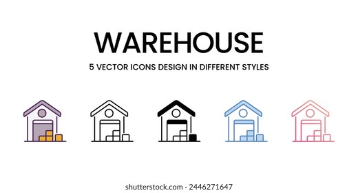 Warehouse icons set in different style vector stock illustration