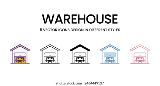 Conjunto de iconos de almacén en ilustración de stock de Vector de estilo diferente