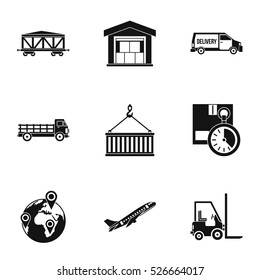 Warehouse icons set. Simple illustration of 9 warehouse vector icons for web