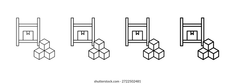 Conjunto de Vector de iconos de almacén en estilo de línea de trazo diferente
