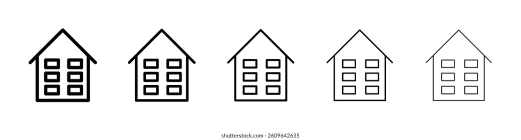 Warehouse icons vectors set in different stroke lines
