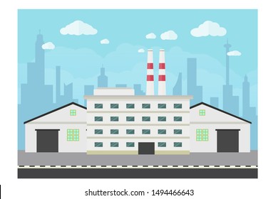 Warehouse and industrial building, flat horizontal banner