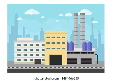 Warehouse and industrial building, flat horizontal banner