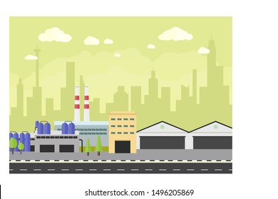 Warehouse and industrial building, flat horizontal banner