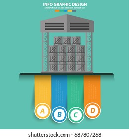 Warehouse info graphic design, vector