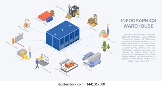 Warehouse Infographic. Isometric Of Warehouse Vector Infographic For Web Design