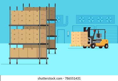 Warehouse interior background vector illustration