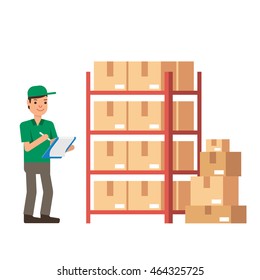 Warehouse Inventory and delivery workers Modern flat style vector illustration isolated on white background