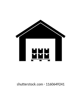 Warehouse isolated silhouette icon, vector illustration design. Logistics collection.