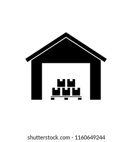 Warehouse isolated silhouette icon, vector illustration design. Logistics collection.
