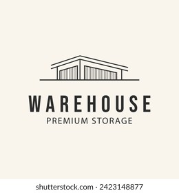 warehouse line art logo design vector