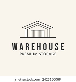 warehouse line art logo design vector