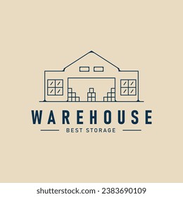 warehouse line art logo storage icon vector illustration design minimalist