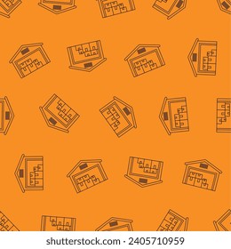 Warehouse line art seamless pattern. Suitable for backgrounds, wallpapers, fabrics, textiles, wrapping papers, printed materials, and many more. Editable vector.