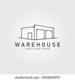 warehouse line art simple logo vector vintage illustration icon design