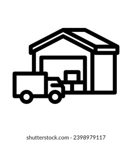 gráfico vectorial de ilustración de icono de línea de almacén. Ilustración de elemento simple gráfico vectorial, adecuado para aplicaciones, sitios web y presentaciones aisladas en fondo blanco