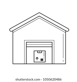 Warehouse-Line-Symbol einzeln auf weißem Hintergrund. Vektorsymbol des Lagerhauses für Infografik, Website oder App.