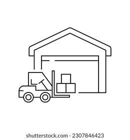 Warehouse line icon isolated on white background. Vector illustration