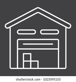 Warehouse line icon, logistic and delivery, storage sign vector graphics, a linear pattern on a black background, eps 10.