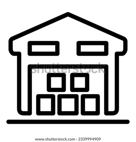 Warehouse line icon, logistics symbol, delivery storage vector sign on white background, Warehouse with delivered parcels icon in outline style for mobile concept and web. Vector graphics