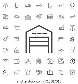 warehouse line icon logistics transportation parcel shipping delivery icons set Flat isolated on the white background. Vector illustration.Trendy style for graphic design logo