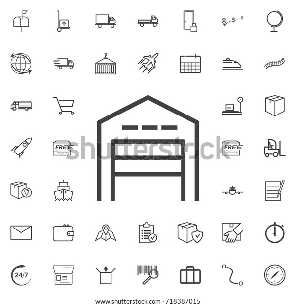 warehouse line icon logistics transportation parcel\
shipping delivery icons set Flat isolated on the white background.\
Vector illustration.Trendy style for graphic design\
logo