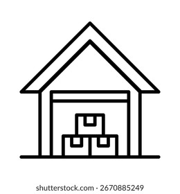 Ilustración vectorial de icono de línea de almacén