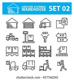 warehouse line icon vector set