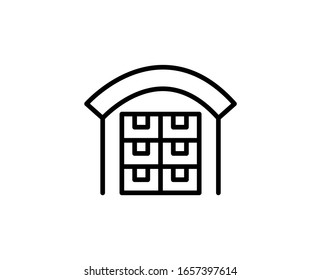 Warehouse line icon. Vector symbol in trendy flat style on white background. Warehouse sing for design.