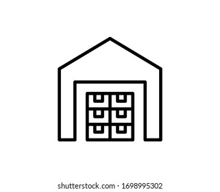 Warehouse line icon. Vector symbol in trendy flat style on white background. Warehouse sing for design.
