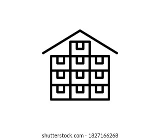 Warehouse line icon. Vector symbol in trendy flat style on white background. Warehouse sing for design.