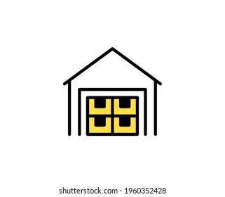 Warehouse line icon. Vector symbol in trendy flat style on white background. Commerce sing for design.