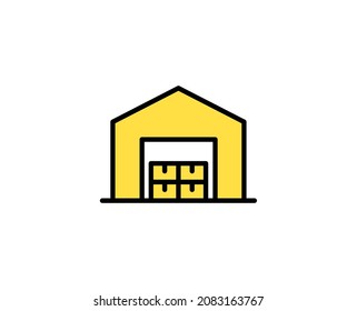 Warehouse line icon. Vector symbol in trendy flat style on white background. Commerce sing for design.