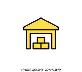 Icono de línea de almacén. Símbolo vectorial en estilo plano y a la moda sobre fondo blanco. El comercio canta por el diseño.